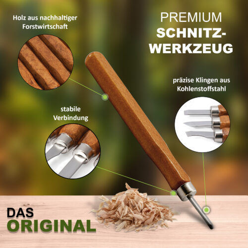 HOLZWURM Schnitzwerkzeug-Set 12-tlg inkl. Anleitung – Bild 3
